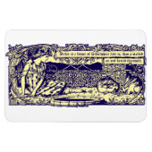 Engel en konijnen in bloementuin met Motto Banner Magneet (Horizontaal)