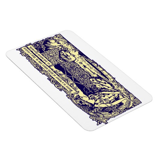 Engel en konijnen in bloementuin met Motto Banner Magneet (Rechterzijde)