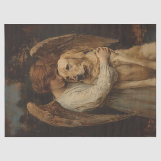  Engel en Labrador Dog Decoupage Tissuepapier (Voorkant)