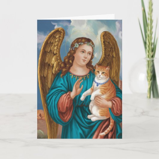 Engel en oranje tabby sympathie kaart (Voorkant)