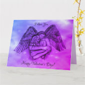 Engel Eros Verliefd , Ik Hou van Jou , Valentijnsd Kaart (Gele Bloem)