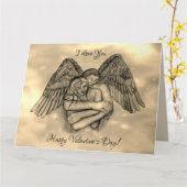 Engel Eros verliefd, ik hou van jou, Valentijnsdag Kaart (Gele Bloem)