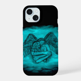Engel Eros verliefd in zwart en groen ontwerp iPhone 15 Case