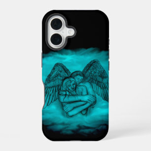 Engel Eros verliefd in zwart en groen ontwerp iPhone 16 Hoesje