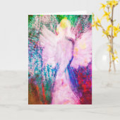 Engel Ethereale Roze Regenboog Wenskaart Kaart (Gele Bloem)