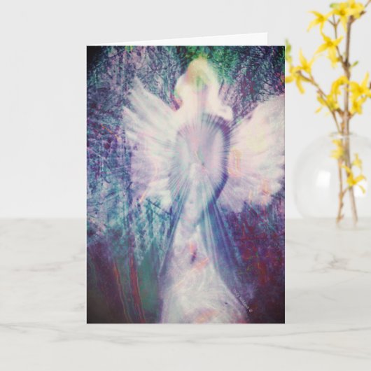 Engel Ethische Paarse Indigo Wenskaart Kaart (Gele Bloem)