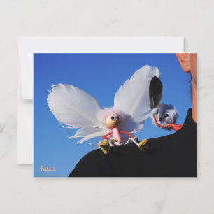 Engel fubby op mijn schouder met uitdagend Monster Briefkaart