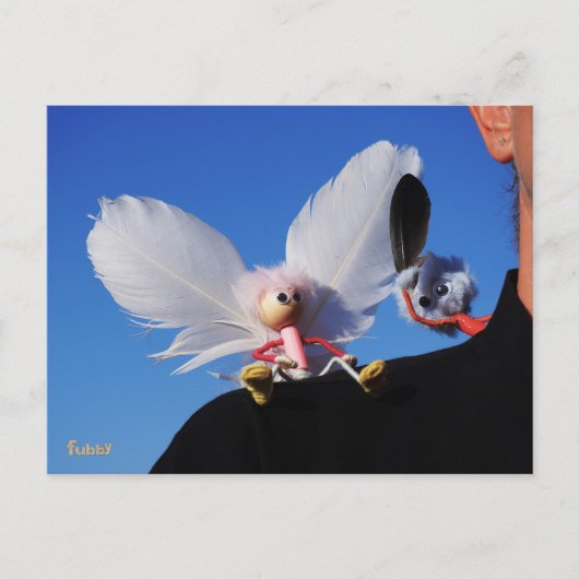 Engel fubby op mijn schouder met uitdagend Monster Briefkaart (Voorkant)