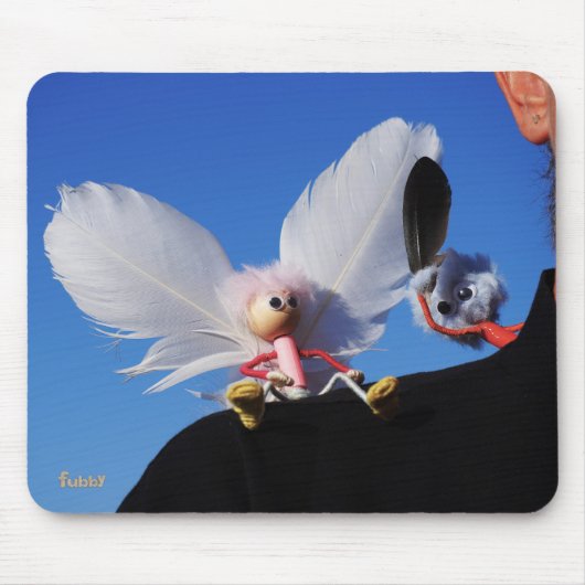 Engel fubby op mijn schouder met uitdagend Monster Muismat (Voorkant)