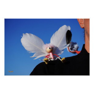 Engel fubby op mijn schouder met uitdagend Monster Perfect Poster