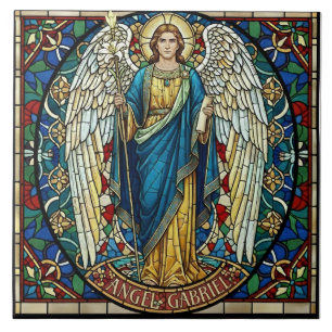 Engel Gabriel Gebrandschilderde stijl aartsengel K Tegeltje
