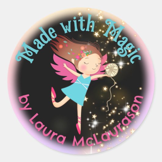 Engel-garens, brei-haakgehaakte handwerk ronde sticker (Voorkant)