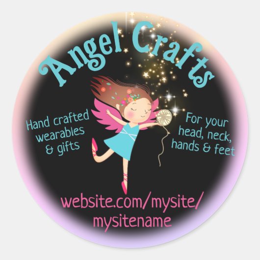 Engel-garens, brei-haakgehaakte handwerk ronde sticker (Voorkant)