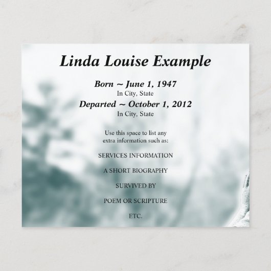 engel gebed herdenkingskaart (Achterkant)