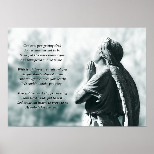 engel gebeds condoleancekaart poster (Voorkant)