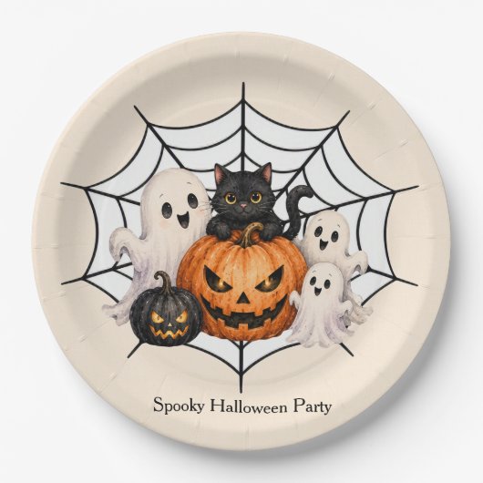Engel Halloweenfeest Papieren Bordje (Voorkant)