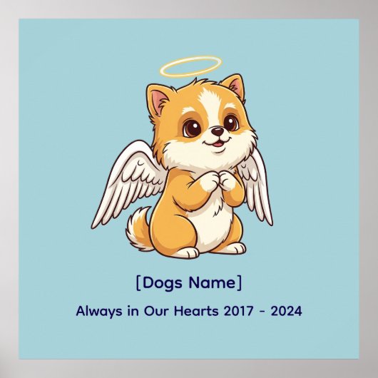 Engel Hond Naam en Data op Maat Dierenherdenkingsp Poster (Voorkant)