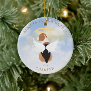 Engel Honden Aangepaste Foto Keramische Kerstbal Keramisch Ornament