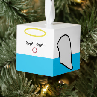 Engel Houten Kubus Kerst Ornament