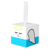 Engel Houten Kubus Kerst Ornament (Voorkant hoekig)