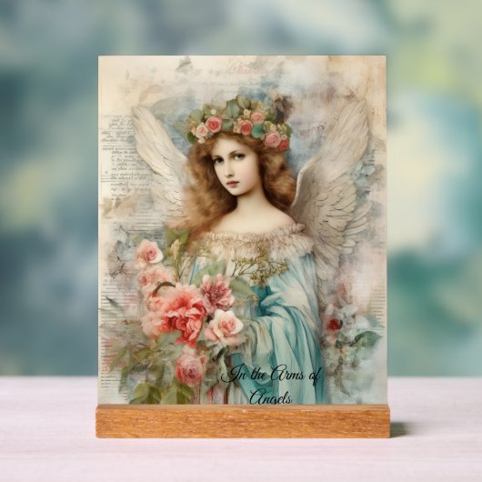 engel in blauw acryl bord (Neutraal)