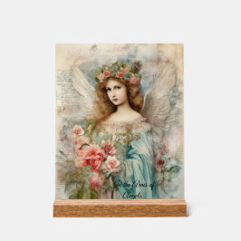  engel in blauw acryl bord