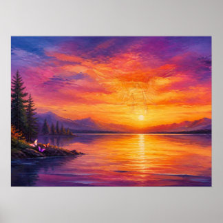 Engel in de lucht bij zonsondergang die op ons nee poster