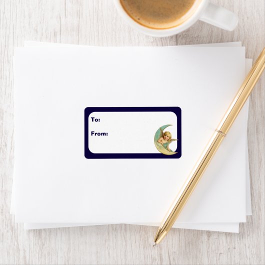 Engel in de maan van Crescent Etiket (Insitu)