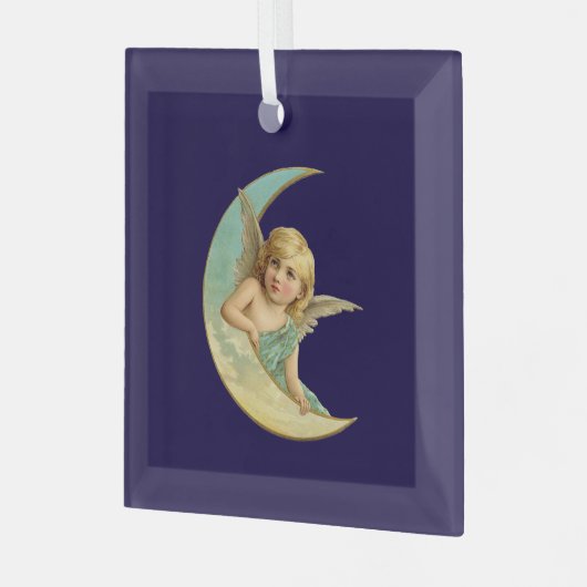 Engel in de maan van Crescent Glas Ornament (Voorkant links)