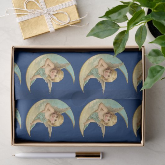 Engel in de maan van Crescent Tissuepapier (Geschenk)