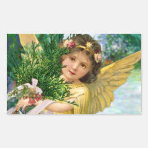 engel in de sneeuwkerst rechthoekige sticker