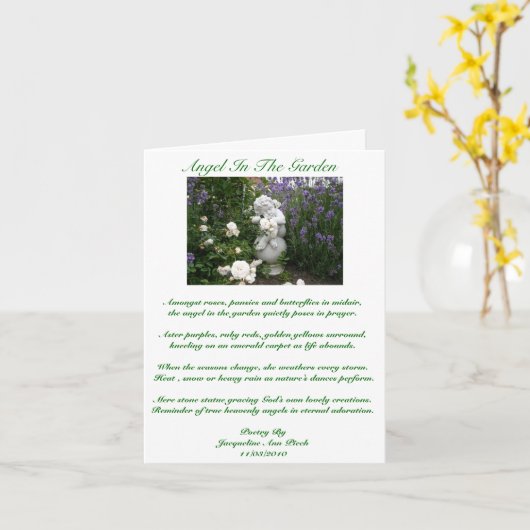 Engel in de tuin Wenskaart Kaart (Gele Bloem)
