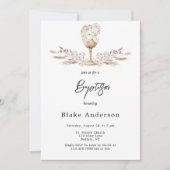 Engel in een kelk beige Baby doop Kaart (Voorkant)