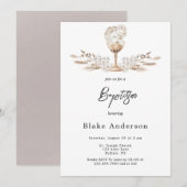 Engel in een kelk beige Baby doop Kaart (Voorkant / Achterkant)