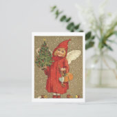 Engel in een rode jas briefkaart (Staand voorkant)