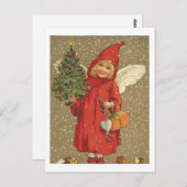 Engel in een rode jas briefkaart (Voorkant / Achterkant)