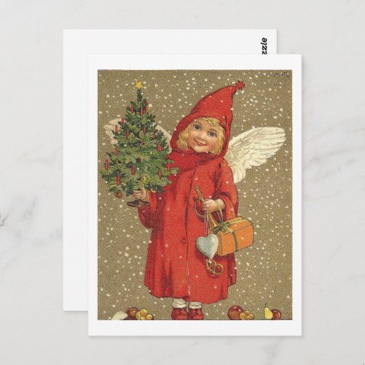 Engel in een rode jas briefkaart (Voorkant / Achterkant)