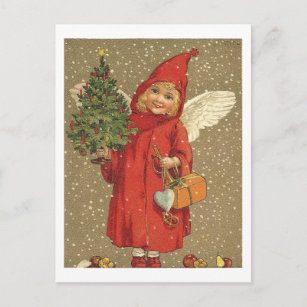 Engel in een rode jas briefkaart