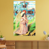 Engel in gebed canvas afdruk (Insitu (Woonkamer))