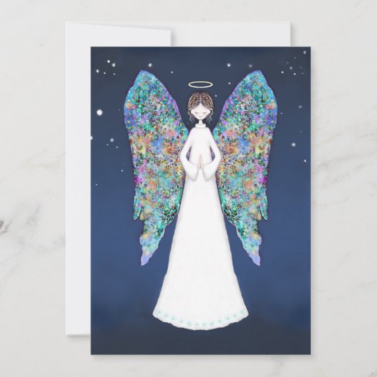 Engel in gebed feestdagenkaart (Voorkant)