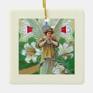 Engel in gebed keramisch ornament