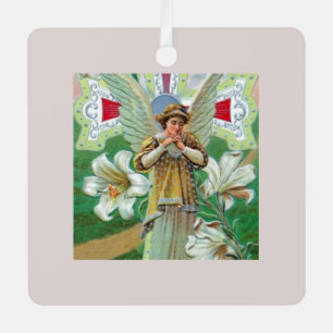 Engel in gebed metalen ornament
