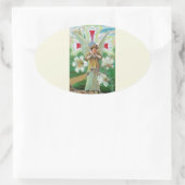 Engel in gebed ovale sticker (Tas)