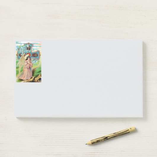 Engel in gebed post-it® notes (Op bureau)
