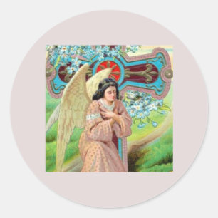 Engel in gebed ronde sticker