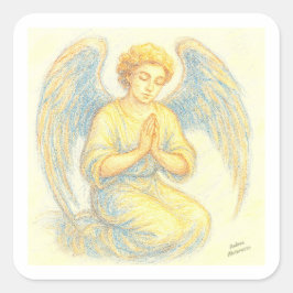Engel in gebed vierkante sticker