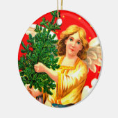 Engel in Geel Dragen Xmas Tree Keramisch Ornament (Links)
