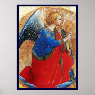ENGEL IN GOUD ROOD EN BLAUW POSTER