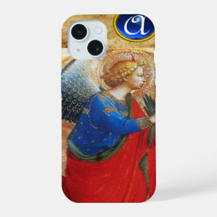 ENGEL IN GOUD ROOD EN BLAUWE EDELE STEEN MONOGRAM iPhone 15 CASE