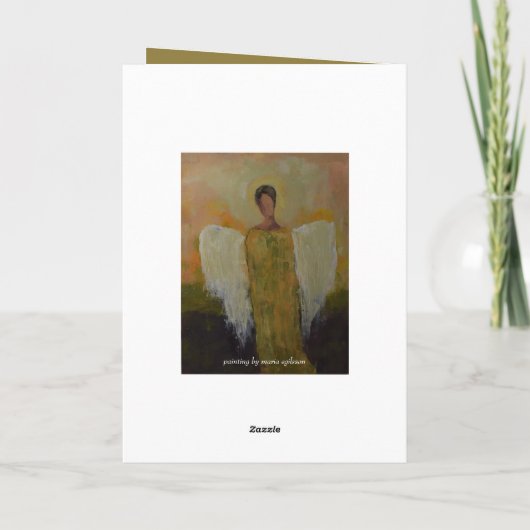 Engel in groen en goudblanco bedankkaart (Achterkant)